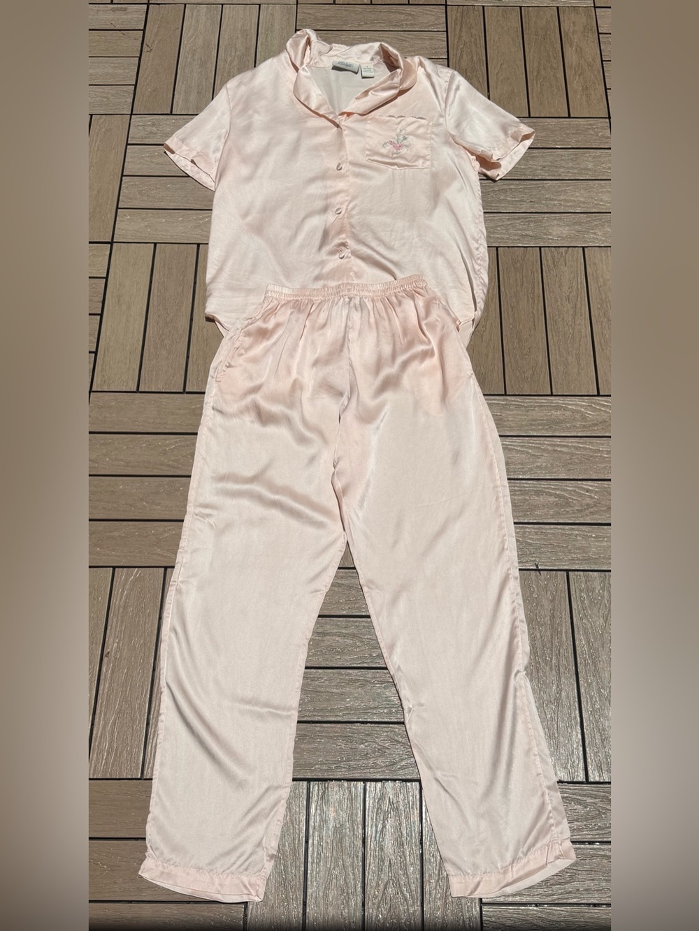 FYC for Lord & Taylor blush pink short sleeve and pants silk pajama set